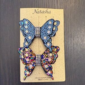 Natasha Rhinestone Butterfly Hair Clips